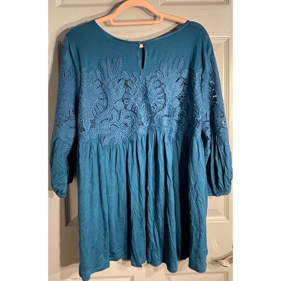 Anthropologie Deletta Teal/Turquoise Rayon Blouse NWT Size L - Picture 5 of 13